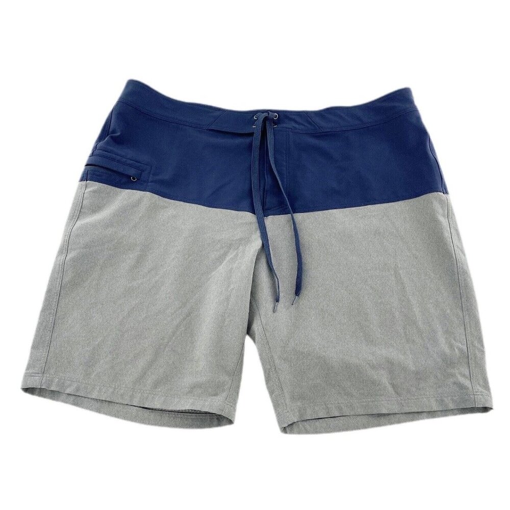 Toad&Co Mens Cetacean Color Block Boardshort 38 Spring 2019 Blue &‎ Gray Swim
